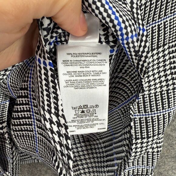 Brooks Brothers Blouse Women 2 Gray Plaid V-Neck Long Sleeve Pullover Casual - Picture 4 of 7